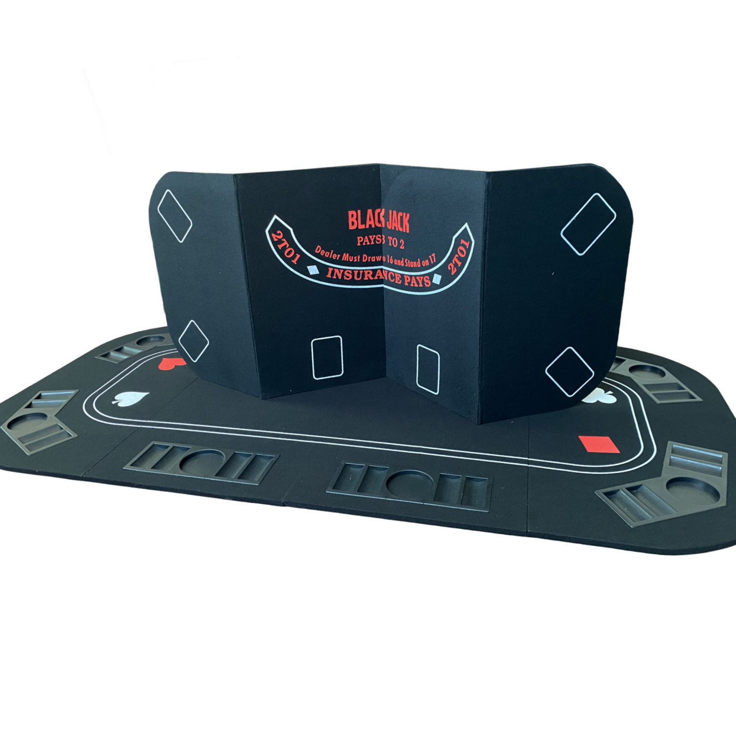 3 in 1 Folding Black Face Poker Table Top for Blackjack & Roulette & Casino Game