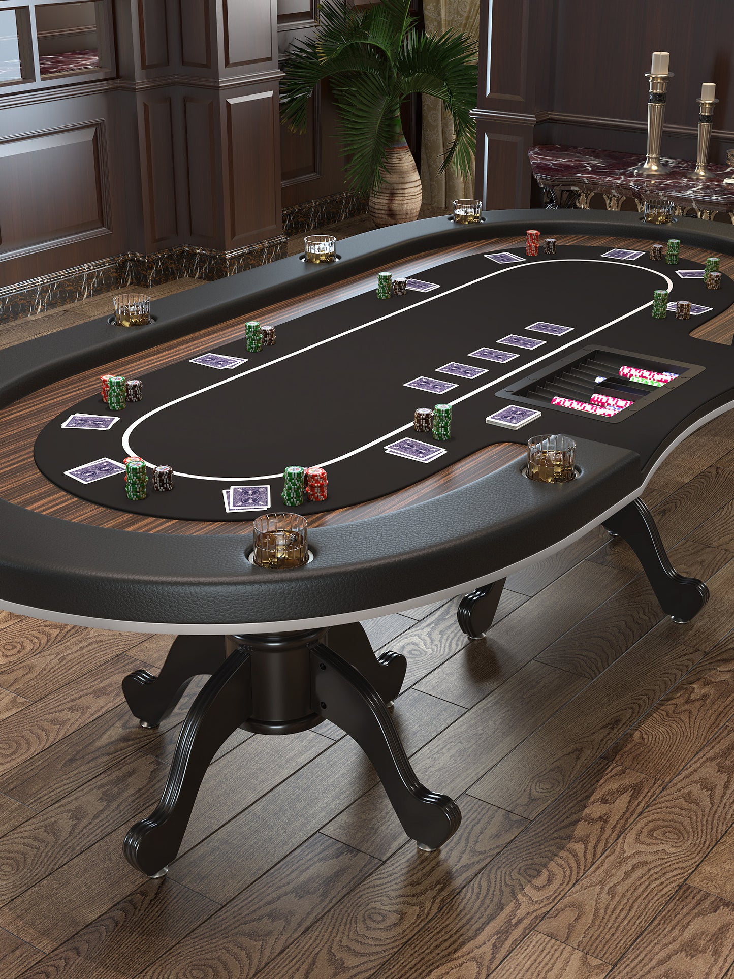 96" Aura Max Poker Table with Jumbo Cup Holders Waterproof Felt with Bet line