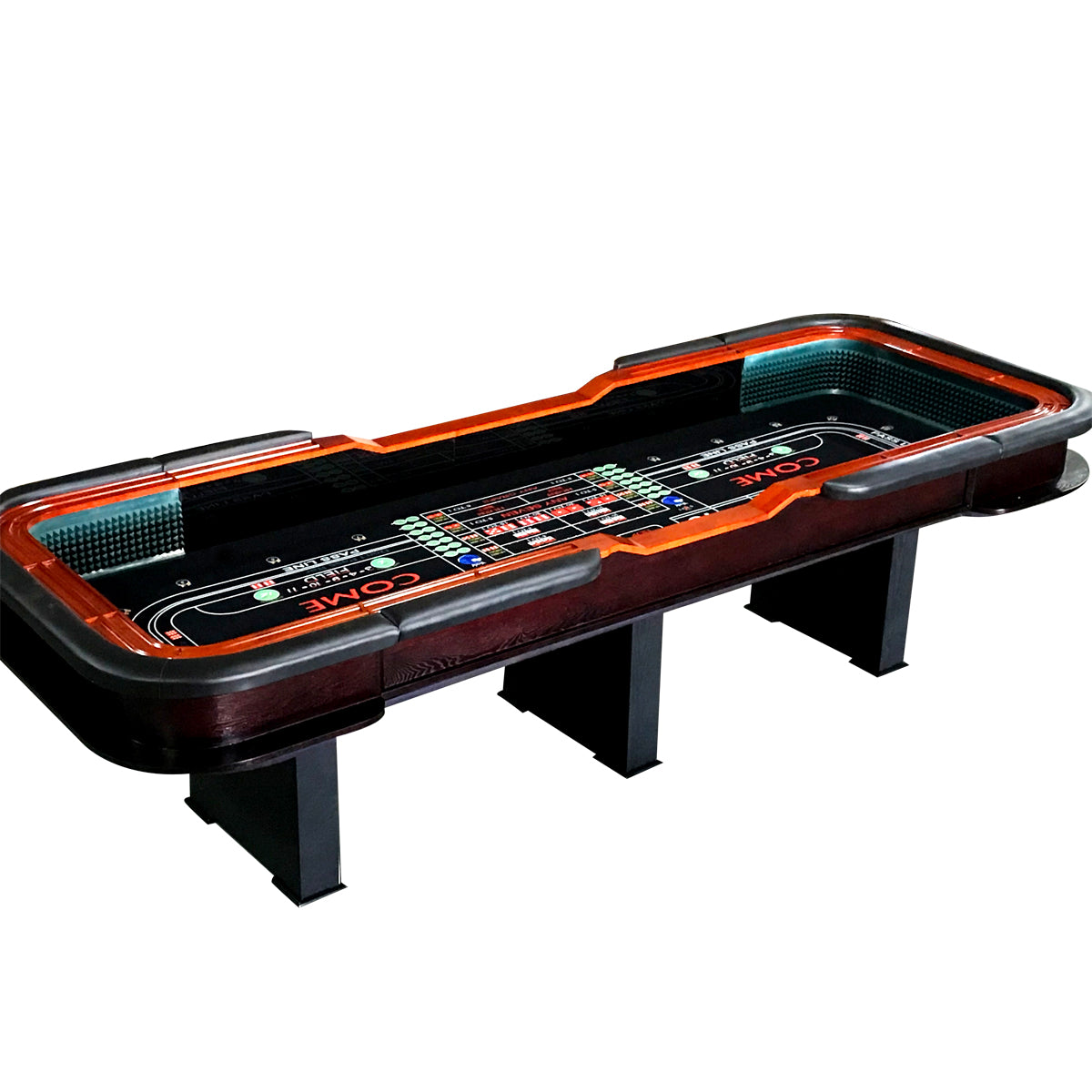 12 Foot Deluxe Craps Dice Table with Diamond Rubber