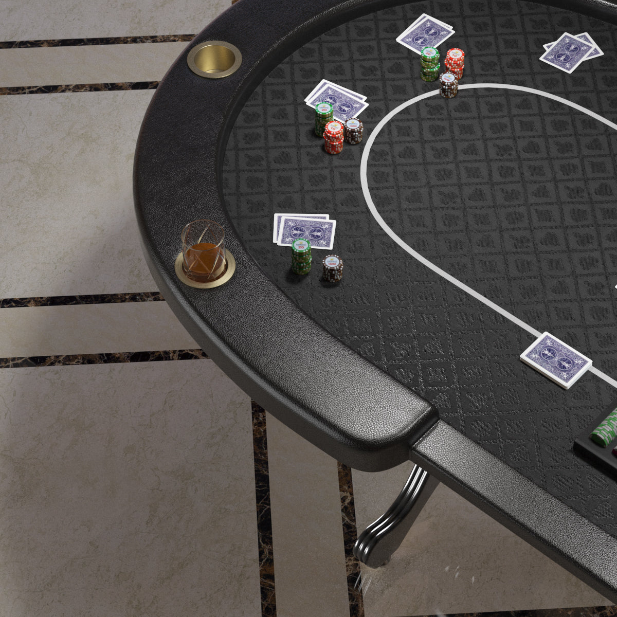 96" Aura Poker Table with Thickened Armrest Jumbo Cup Holders Bet line