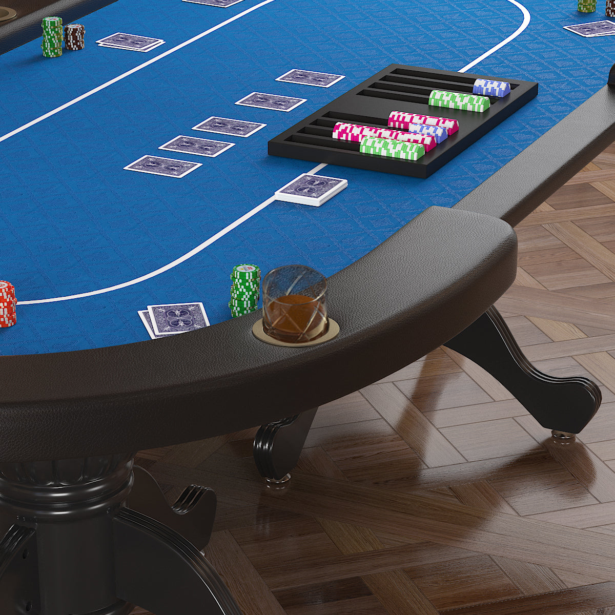 96" Aura Poker Table with Thickened Armrest Jumbo Cup Holders Bet line
