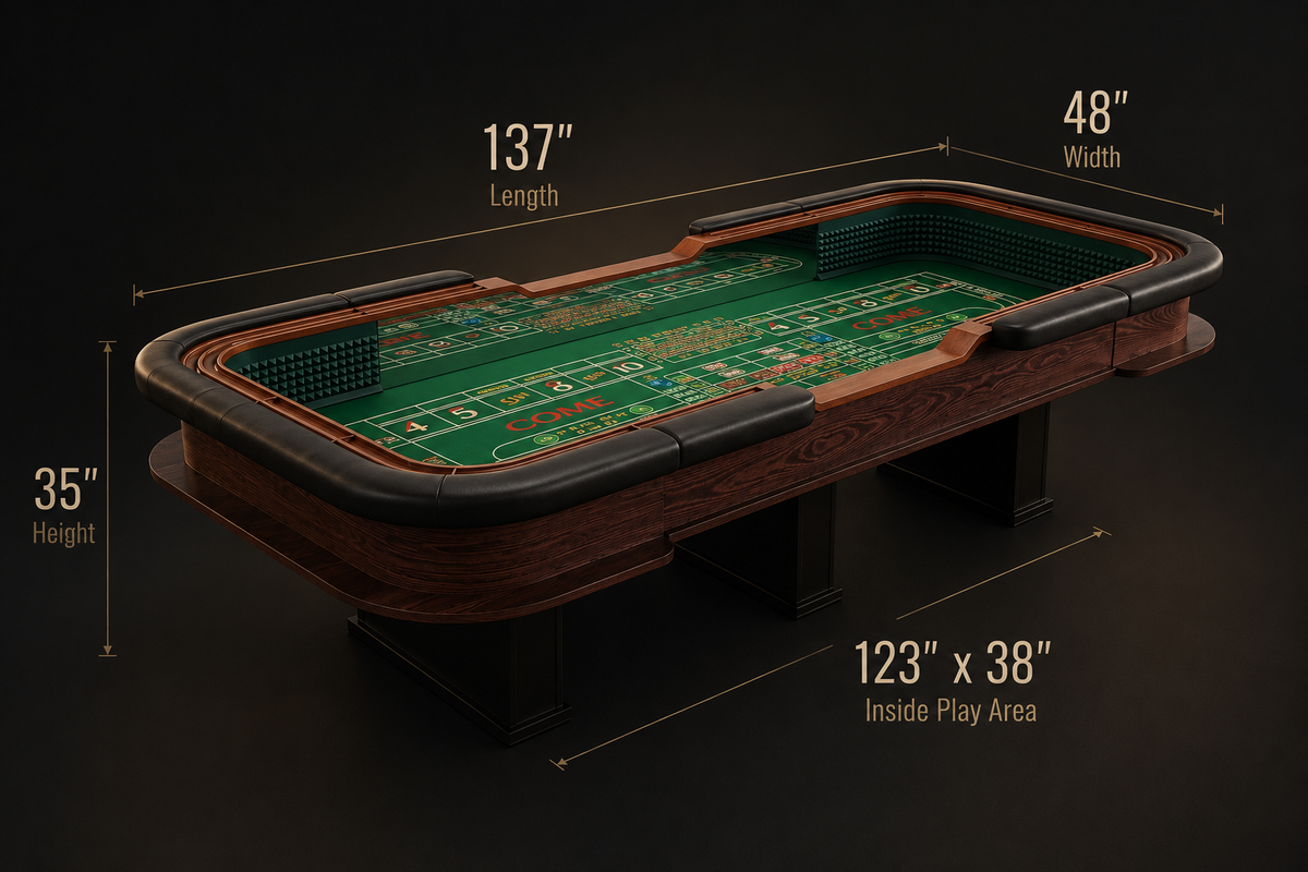 137-Inch High-End Home Craps Table – Luxury Gaming Table for Your Game Room