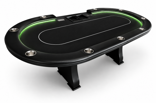96" Professional Poker Table with LED Lights & Dealer Position