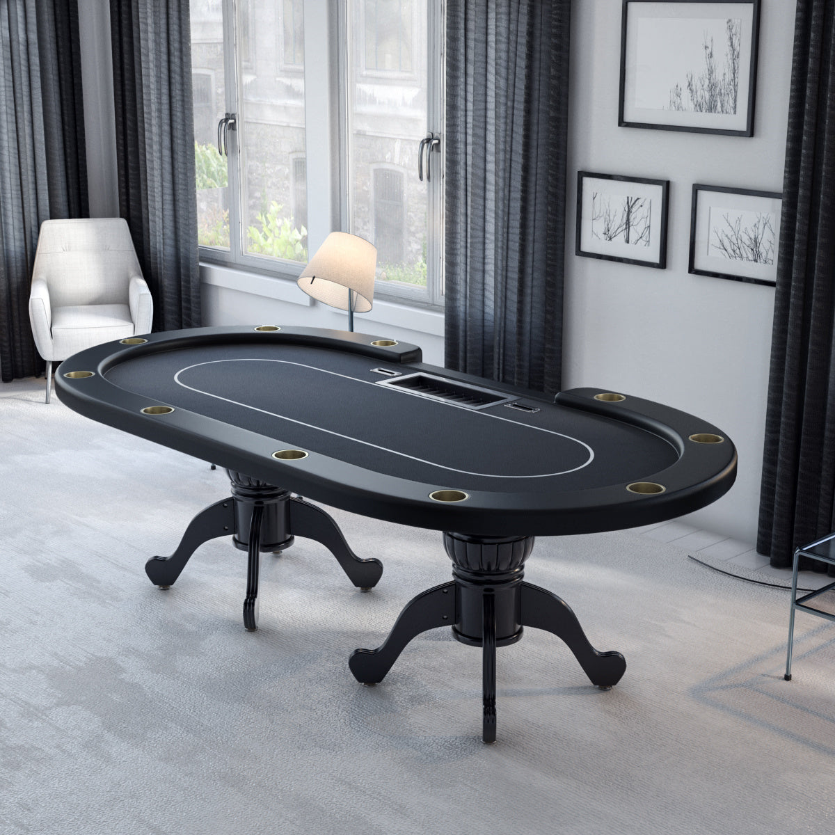 96" Aura Plus Poker Table with Jumbo Cup Holders Bet line Dealer Chip Tray Drop box