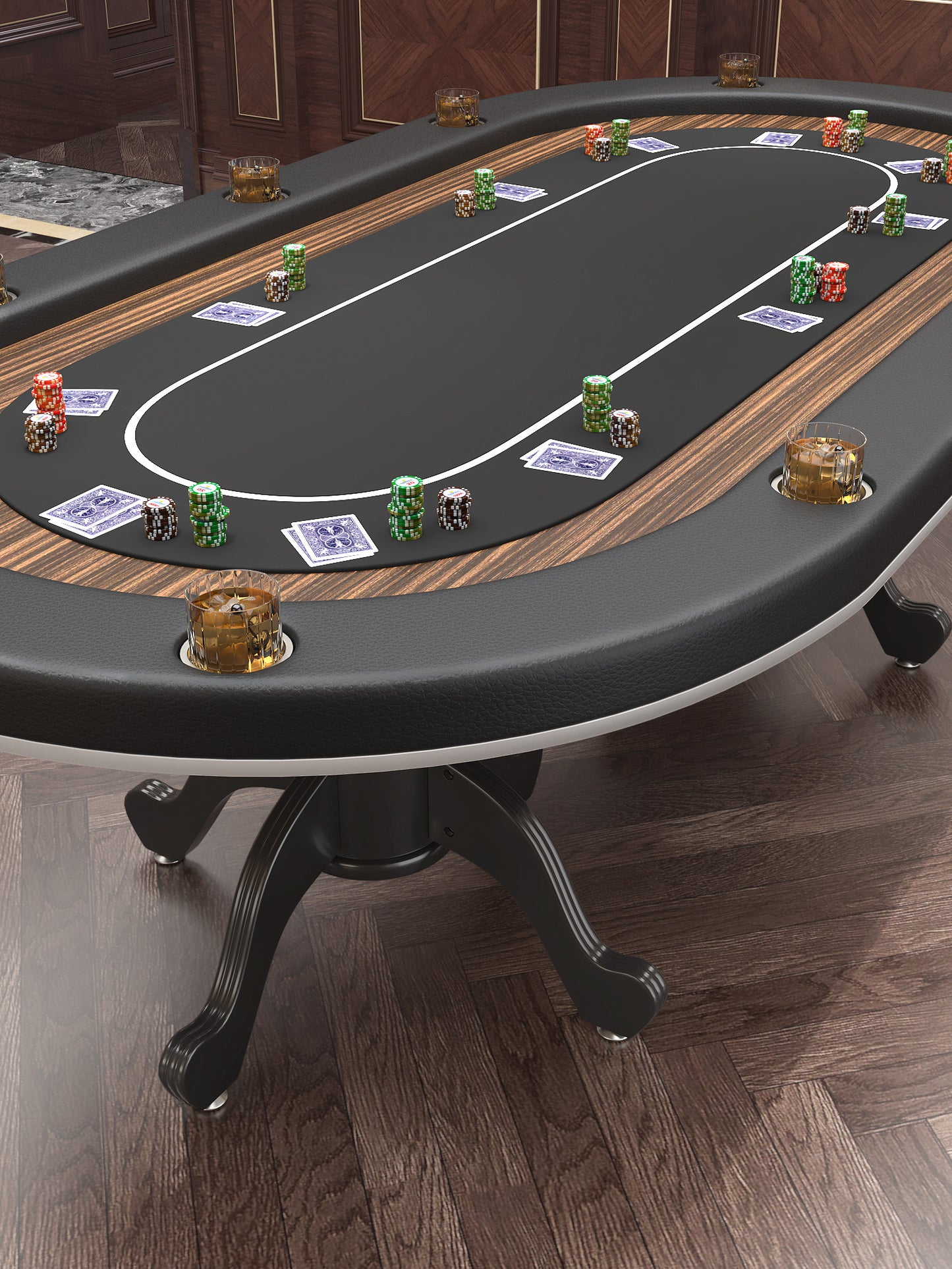 96" Aura Max Poker Table with Jumbo Cup Holders Waterproof Felt with Bet line